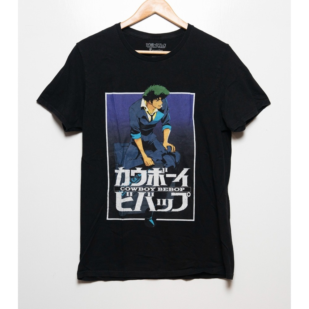 Cowboy Bebop Spike Character Print T-Shirt Sunrise Funimation Black Men's Size M